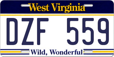 WV license plate DZF559