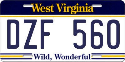 WV license plate DZF560