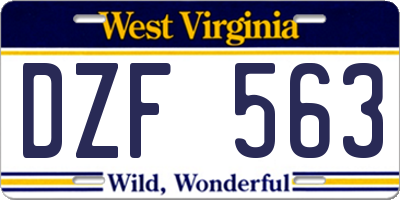 WV license plate DZF563