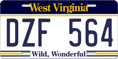WV license plate DZF564