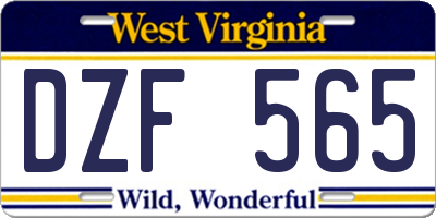 WV license plate DZF565