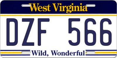 WV license plate DZF566