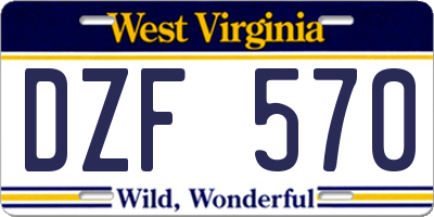 WV license plate DZF570