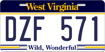 WV license plate DZF571
