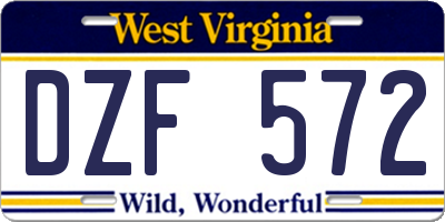 WV license plate DZF572