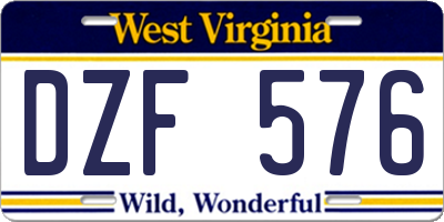 WV license plate DZF576