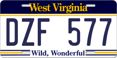 WV license plate DZF577