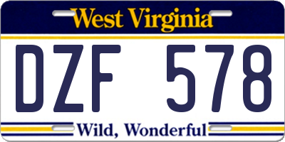 WV license plate DZF578