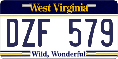 WV license plate DZF579