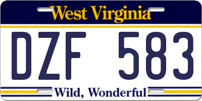 WV license plate DZF583