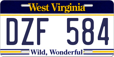 WV license plate DZF584