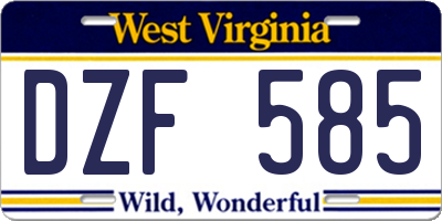 WV license plate DZF585