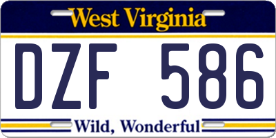 WV license plate DZF586