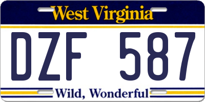 WV license plate DZF587