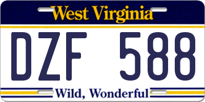 WV license plate DZF588