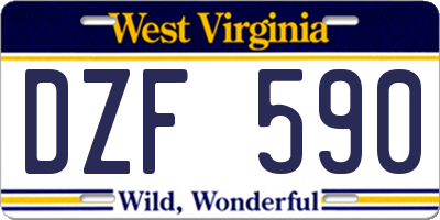 WV license plate DZF590