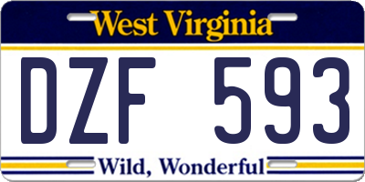 WV license plate DZF593