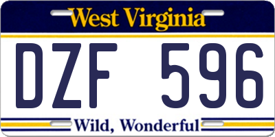 WV license plate DZF596