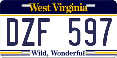WV license plate DZF597