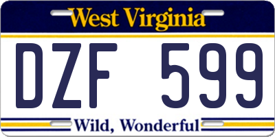 WV license plate DZF599