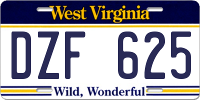 WV license plate DZF625