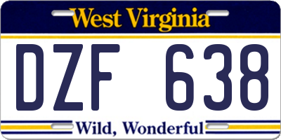 WV license plate DZF638