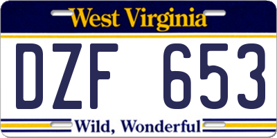 WV license plate DZF653