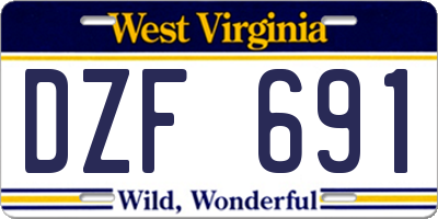 WV license plate DZF691