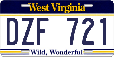 WV license plate DZF721