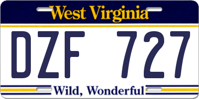 WV license plate DZF727