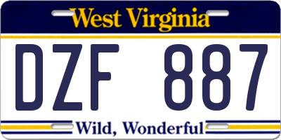 WV license plate DZF887