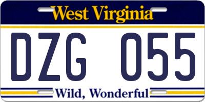 WV license plate DZG055