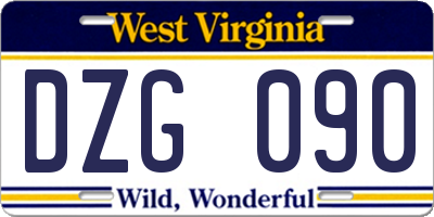 WV license plate DZG090