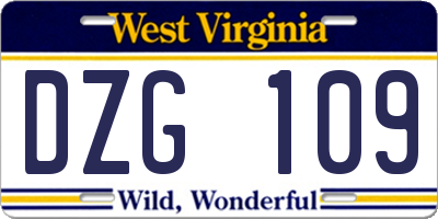 WV license plate DZG109