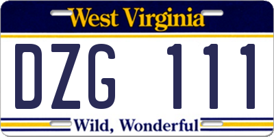 WV license plate DZG111