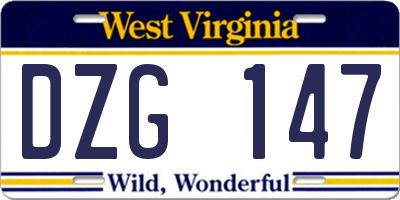 WV license plate DZG147