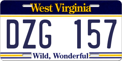 WV license plate DZG157