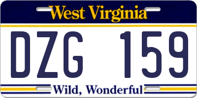 WV license plate DZG159
