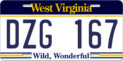 WV license plate DZG167