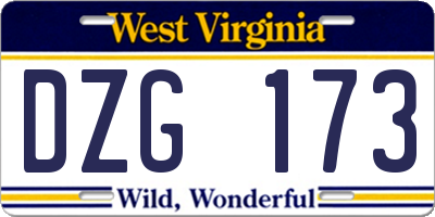 WV license plate DZG173