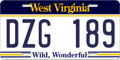 WV license plate DZG189
