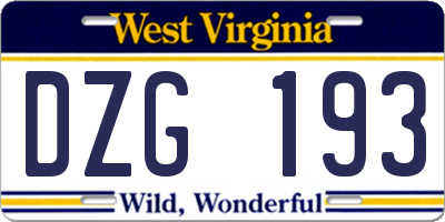 WV license plate DZG193