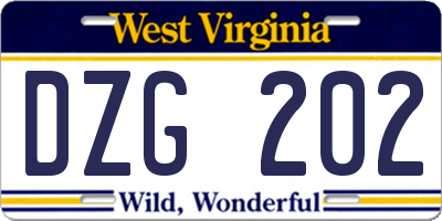WV license plate DZG202