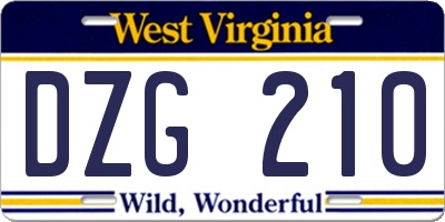 WV license plate DZG210