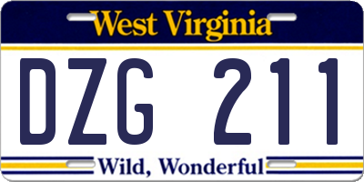 WV license plate DZG211