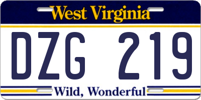WV license plate DZG219