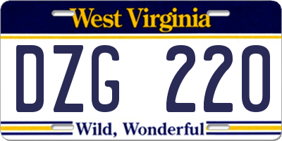 WV license plate DZG220