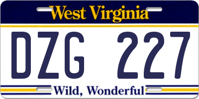 WV license plate DZG227