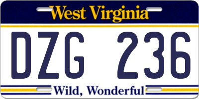 WV license plate DZG236