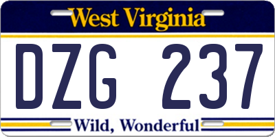 WV license plate DZG237